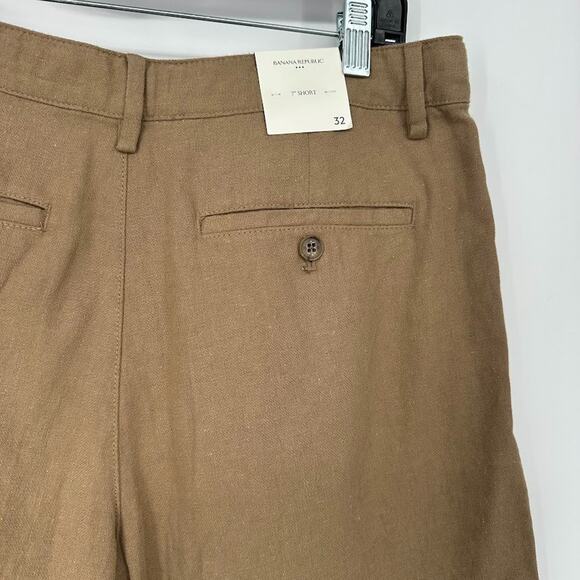 Banana Republic Linen Blend Shorts Mens 7" Tan Size 32 Casual Chino Coastal - Picture 4 of 9